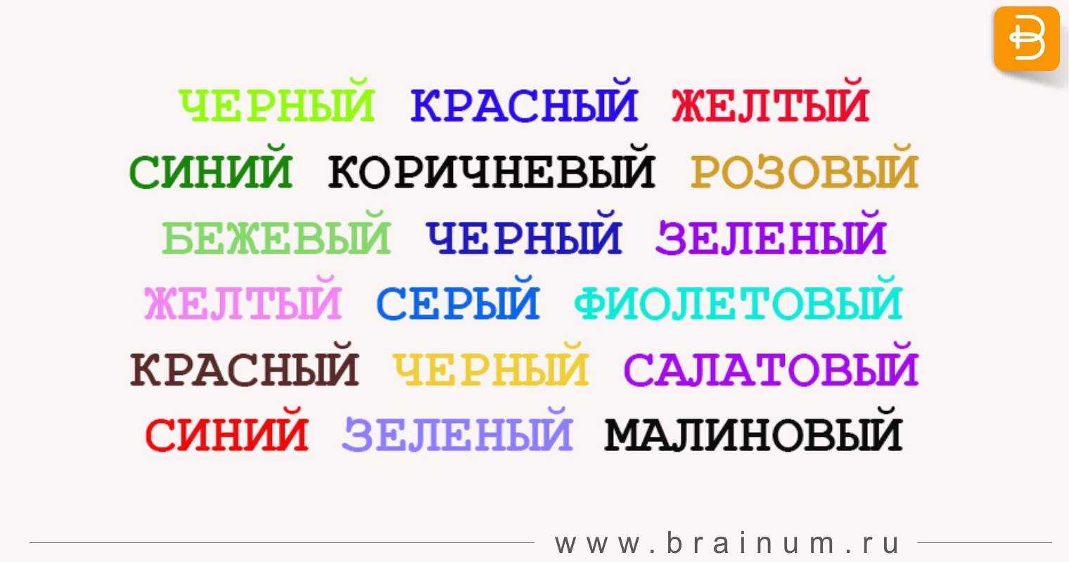 Тест струпа. методика словесно-цветовой интерференции