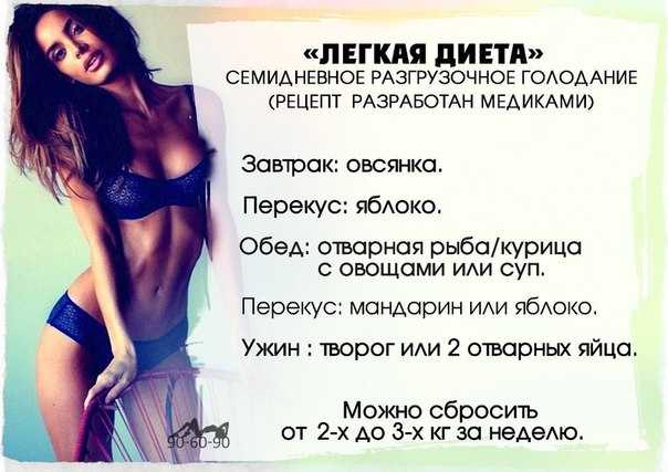 Семидневная диета для похудения