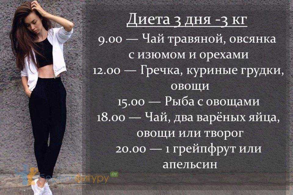 Диета моделей на 3 дня - 2-4 кг