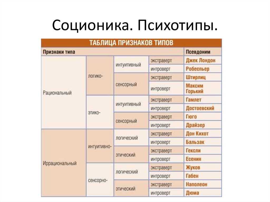Психотипы личности: понятие, классификация, тест